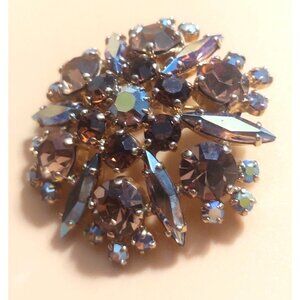 Vintage Sherman Topaz Aurora Borealis Rhinestone Star Brooch Signed Sherman